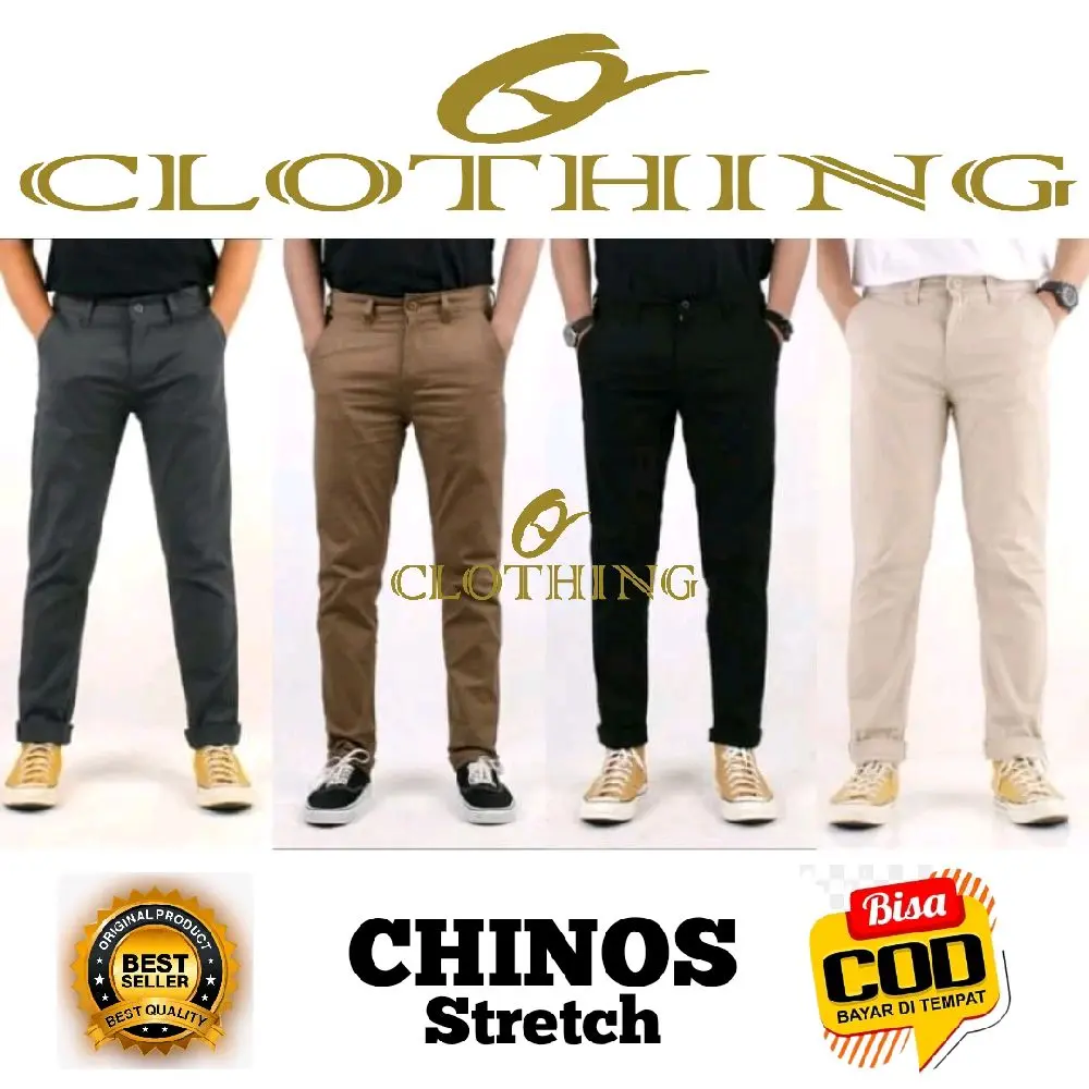 Celana Chinos Pria Panjang Slimfit
