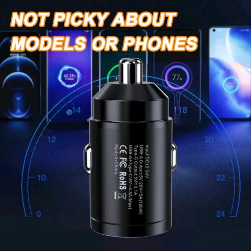 100W Pengisi Daya mobil motor cepat fast charging Tipe C 100W USB C USB charger hp motor mobil fast charging 4