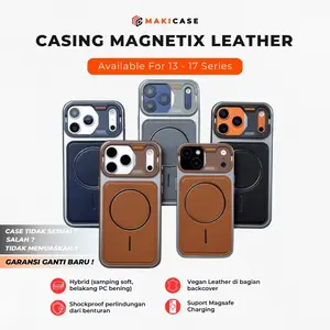 Makicase | Casing Magnetix Leather untuk 13 14 15 16 17 Pro Promax Support Magsafe Magnetic Case