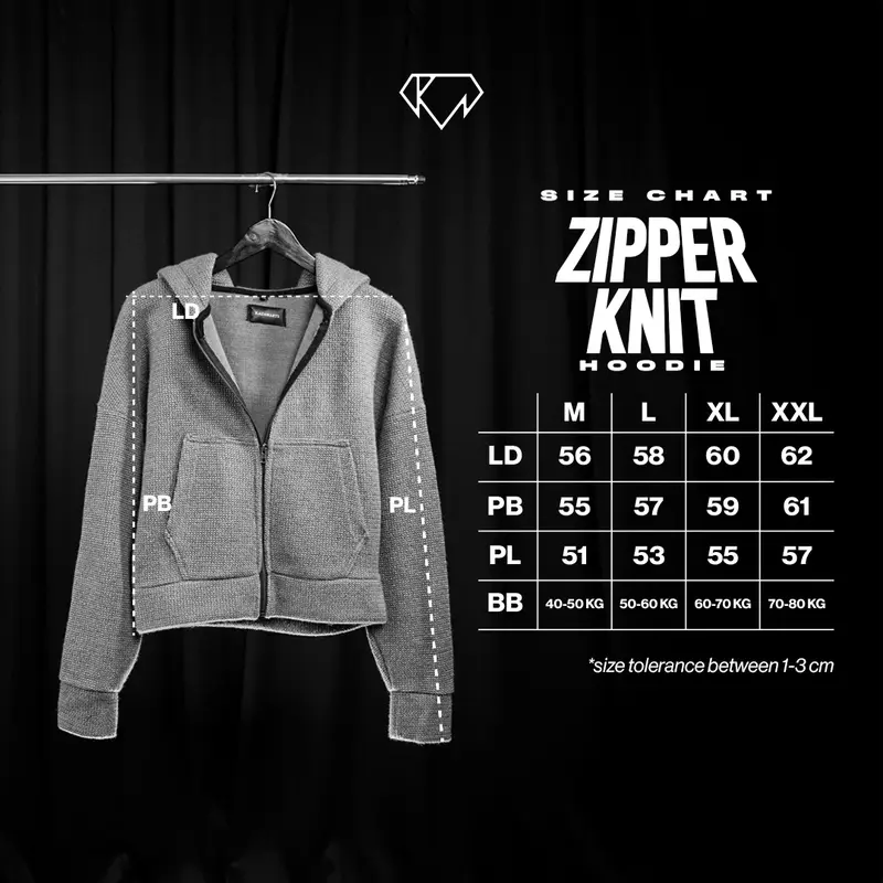 Hoodie Zipper Knit Cotton Acrylic Boxy Unisex 6