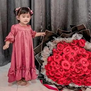 Hallybaba x Ricis Moana - Gamis Anak Perempuan 1-10th Rebecca Silk Gaun Pesta Anak Baju Lebaran Anak Perempuan Bahan Santorini Silky Platimun Quality Ringan Lembut Berkilau