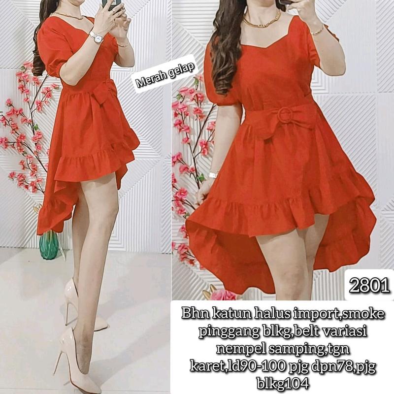 2801 - Dress bhn Katun halus import, smoke pinggang blkg, BELT Variasi 8