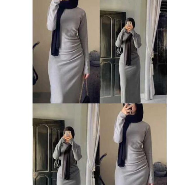 Orina Dress Wanita Knit Dress Terbaru 2025 / Long Dress Knit Polos Press Body / Baju Kondangan Dress Hitam / Dress Panjang Wanita Remaja Dewasa / Dress Casual Basic Dress Bodycon 5
