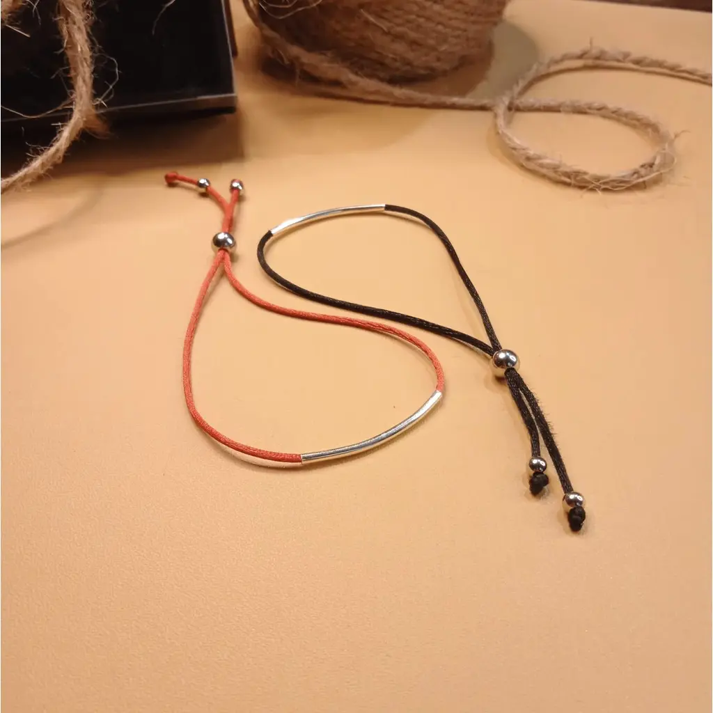 Gelang Tali Satin Manik Pipa Stainless Bracelets