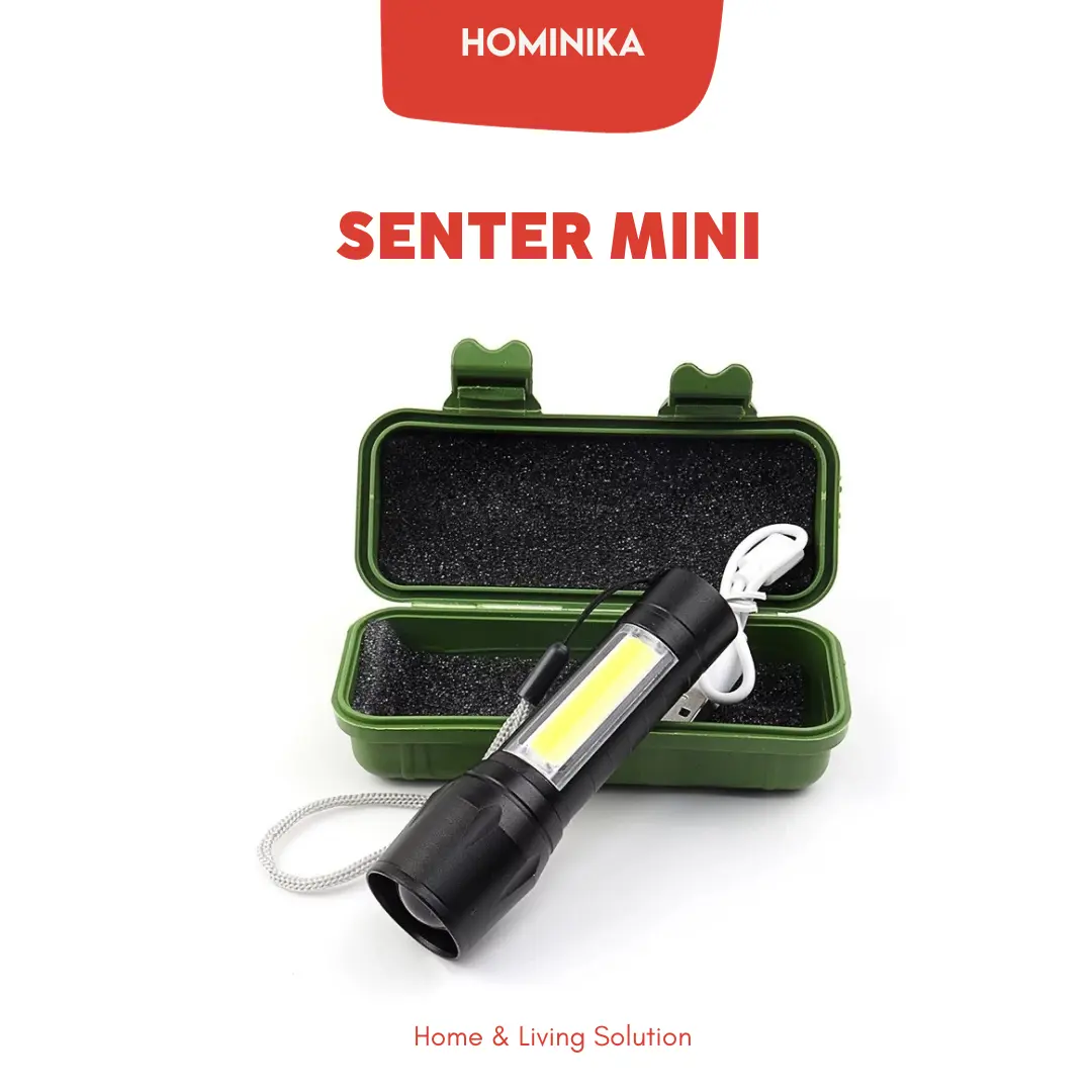 Senter Mini HMN05 Swat LED Cob Terang Recharge 3 Mode Baterai Lampu Plastik