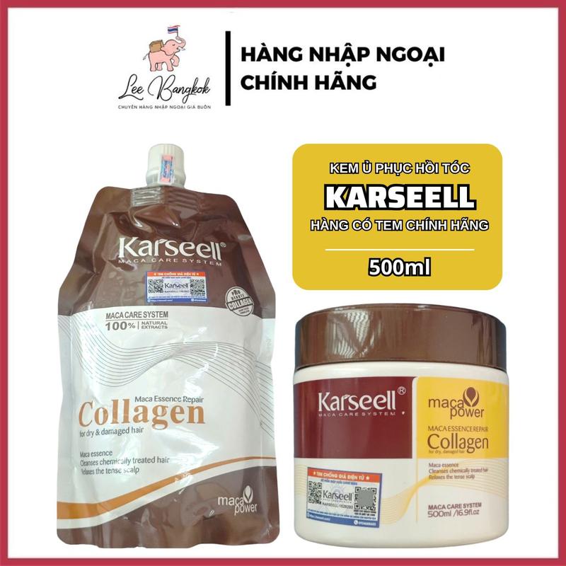 [CHÍNH HÃNG] Kem Hấp, Ủ, Xả Tóc Collagen Karseell Maca Giúp Phục Hồi Tóc, Giúp Tóc Siêu Mềm Mượt Macca Tem Xanh 500mll