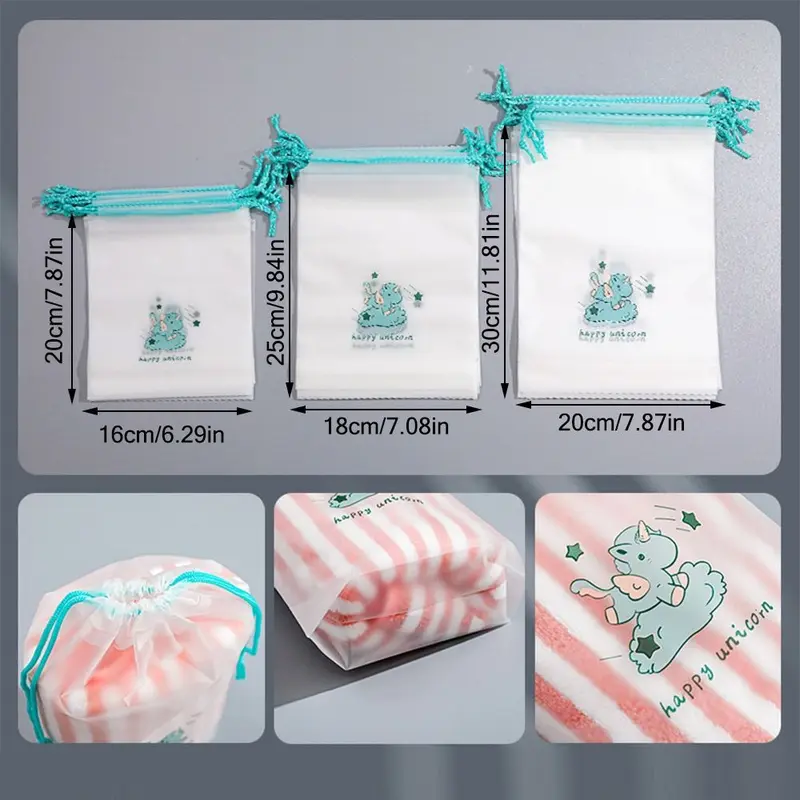 Túi Đựng Giày Khủng Long Hoạt Hình, Bền, Trong Suốt Lì Chống Bụi, Túi Gói Du Lịch, Không Thấm Nước, Túi Treo, Túi Dây Rút, Thích Hợp Cho Du Lịch Ngoài Trời Và Chuyến Đi Công Tác 2