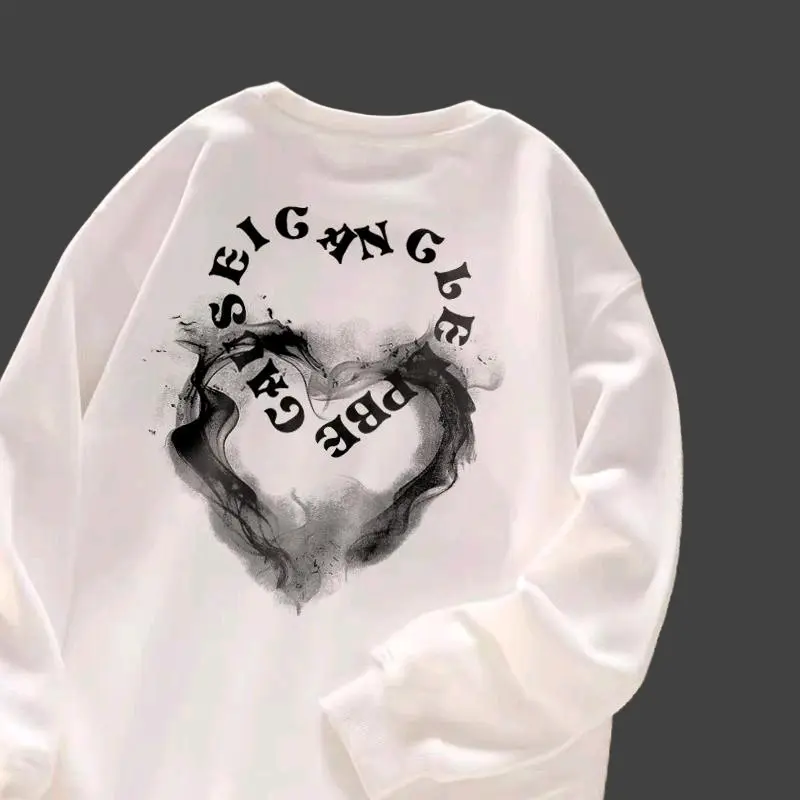 Sweater smoke because pakaian wanita dan pria-kekinian Lembut Panjang Nyaman Sweatshirt Crewneck Basic Santai Putih