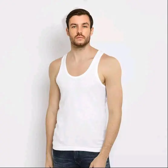 Singlet Dewasa Pria Ukuran Katun Cowok Kaos untuk Cowok dari Bahan Katun Putih Remaja 8
