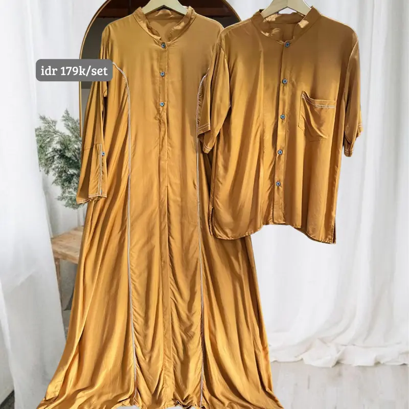 Abaya Set Couple Naraya Muslim Dress Muslim Pasangan Lebaran Polos Simple Dewasa 3