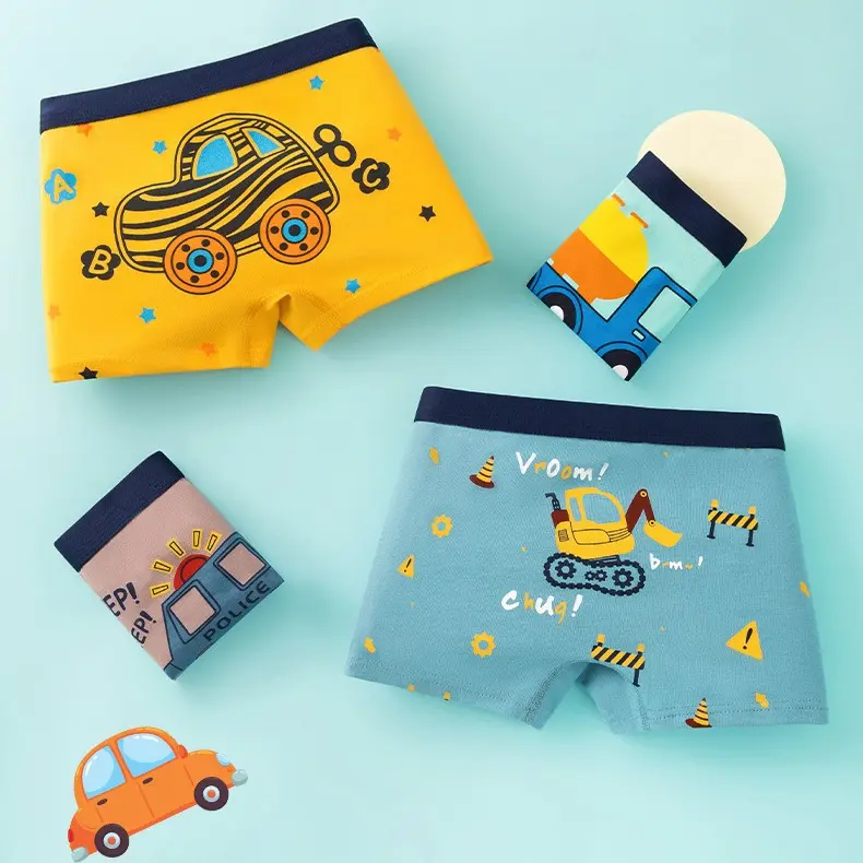 BOBOHO - (1PCS) Pakaian Dalam / Celana Boxer Anak Laki-Laki Motif Kartun Lucu Bahan Katun Lembut / Celana Dalam Anak Laki-Laki 0
