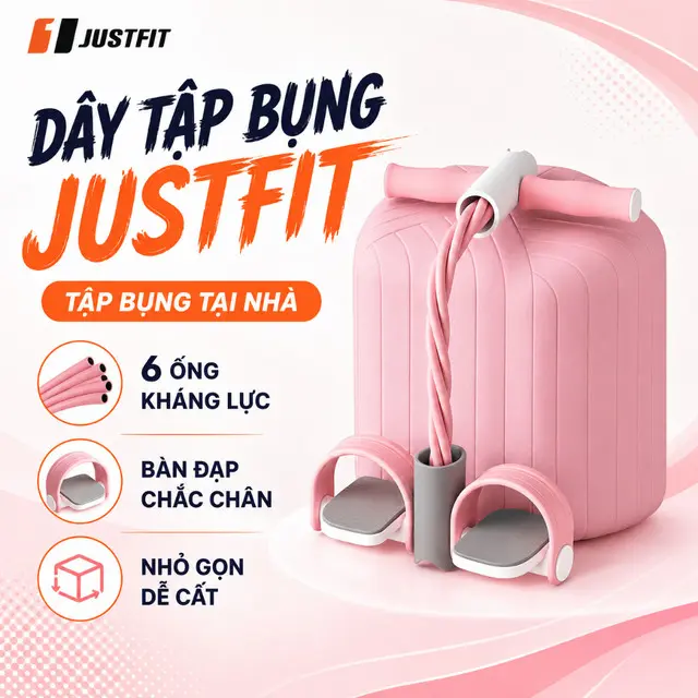 Dây tập bụng JUSTFIT, dây kéo đàn hồi kháng lực 6 ống cao su tập cơ bụng tại nhà bản nâng cấp