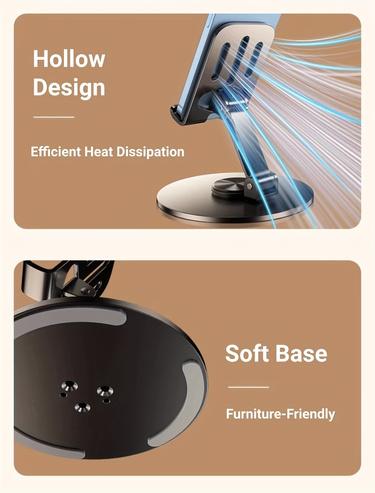 Product Introduction of Giá Chân Đế Điện Thoại Bằng Kim Loại Hợp Kim, Giá Chân Đế Để Bàn Có Thể Xoay Và Có Thể Gập Lại Cho Điện Thoại Di Động / Máy Tính Bảng Phụ Kiện 2