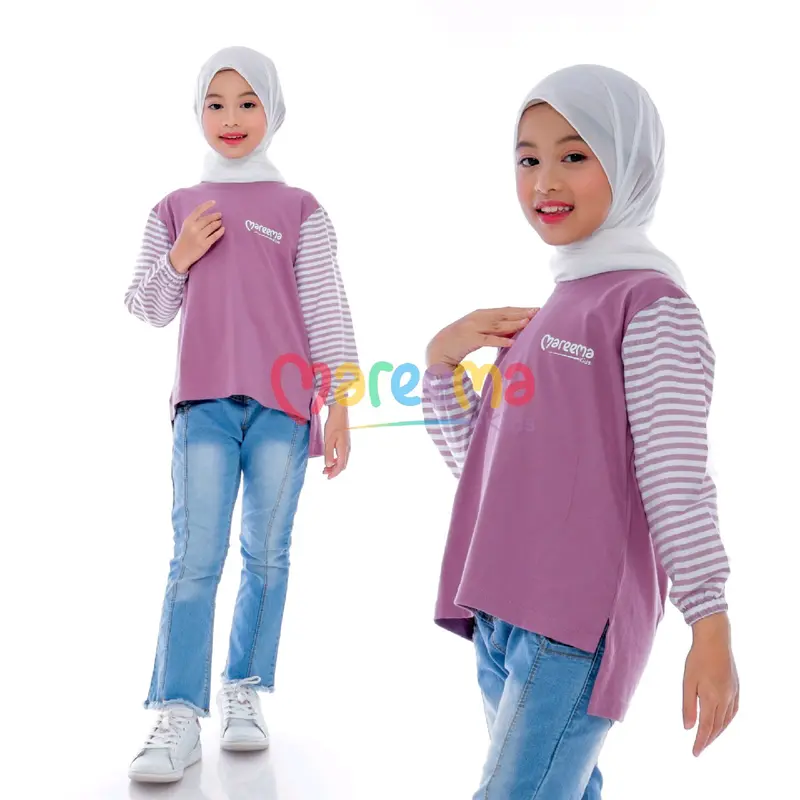 Atasan Baju Kaos Anak Perempuan Lengan Panjang Kekinian Terbaru Usia 5 Sampai 14 Tahun Fashion 6