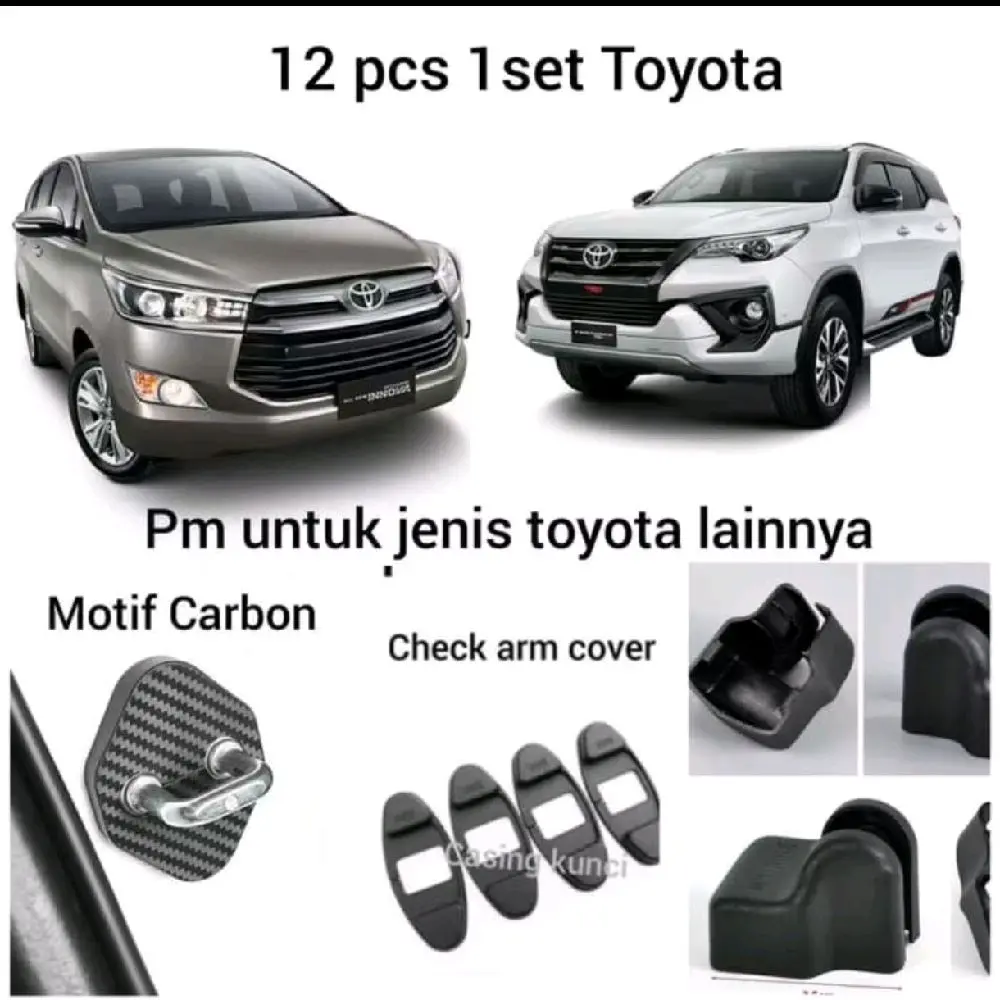 Car door lock & arm cover carbon motif innova reborn all new fortuner
