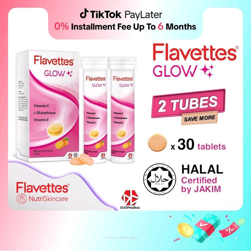 Flavettes Effervescent Glow (30's) Vitamin C 1000mg + Glutathione ...