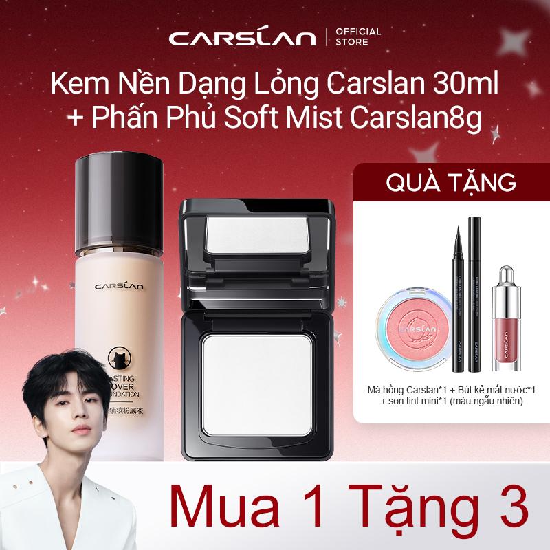 [COMBO] Kem Nền Dạng Lỏng Carslan 30ml + Phấn Phủ Soft Mist Carslan 8g+[Mua 1 Tặng 3] Má hồng Carslan*1 + Bút kẻ mắt nước*1 + son tint mini*1 (màu ngẫu nhiên)