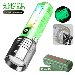 Senter Terang 4 Warna Lampu 8 Mode 30 Watt LED Dilengkapi Ujung Magnet - 520A