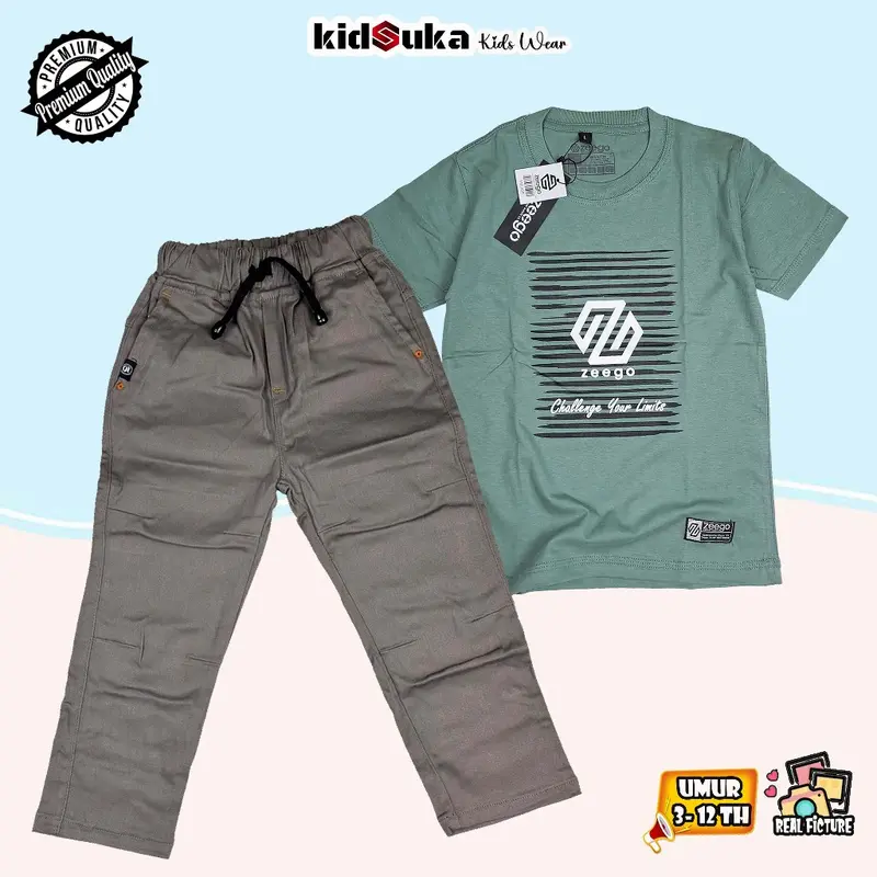 Setelan Baju Kaos Distro Anak Laki-Laki Umur 3-12 Tahun 0