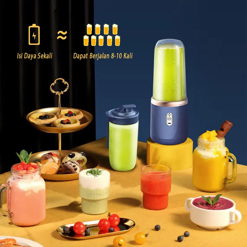 Blender Portable Mini Juicer 400ML + 400ML Juicer Cup Blender Jus USB Electric HP-22 3