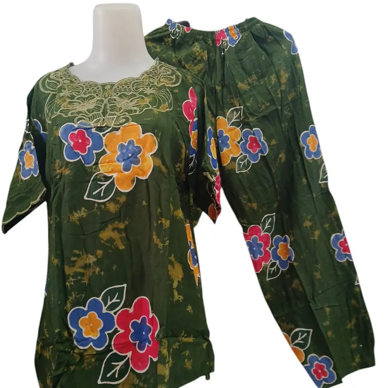 SETELAN BORDIR DEWASA WANITA STANDAR Baju Celana Panjang Katun Motif Remaja 1