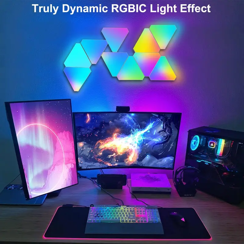 Đèn Tam Giác USB, 5V, Đèn Ngủ LED Khí Quyển Lượng Tử, Thích Hợp Để Đồ Trang Trí Phòng Trò Chơi Và Phòng Ngủ, Đèn Treo Tường Trang Trí Sáng Tạo 4