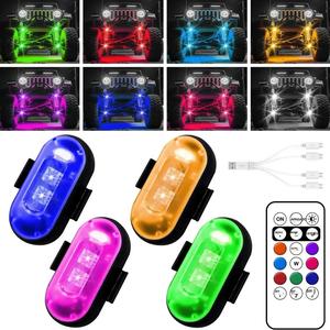 Luz estroboscópica RGB inalámbrica para aeronaves con control remoto, recargable por USB, impermeable y anti-colisión, luz de advertencia de emergencia LED para coche, motocicleta, dron, bicicleta y aeronave