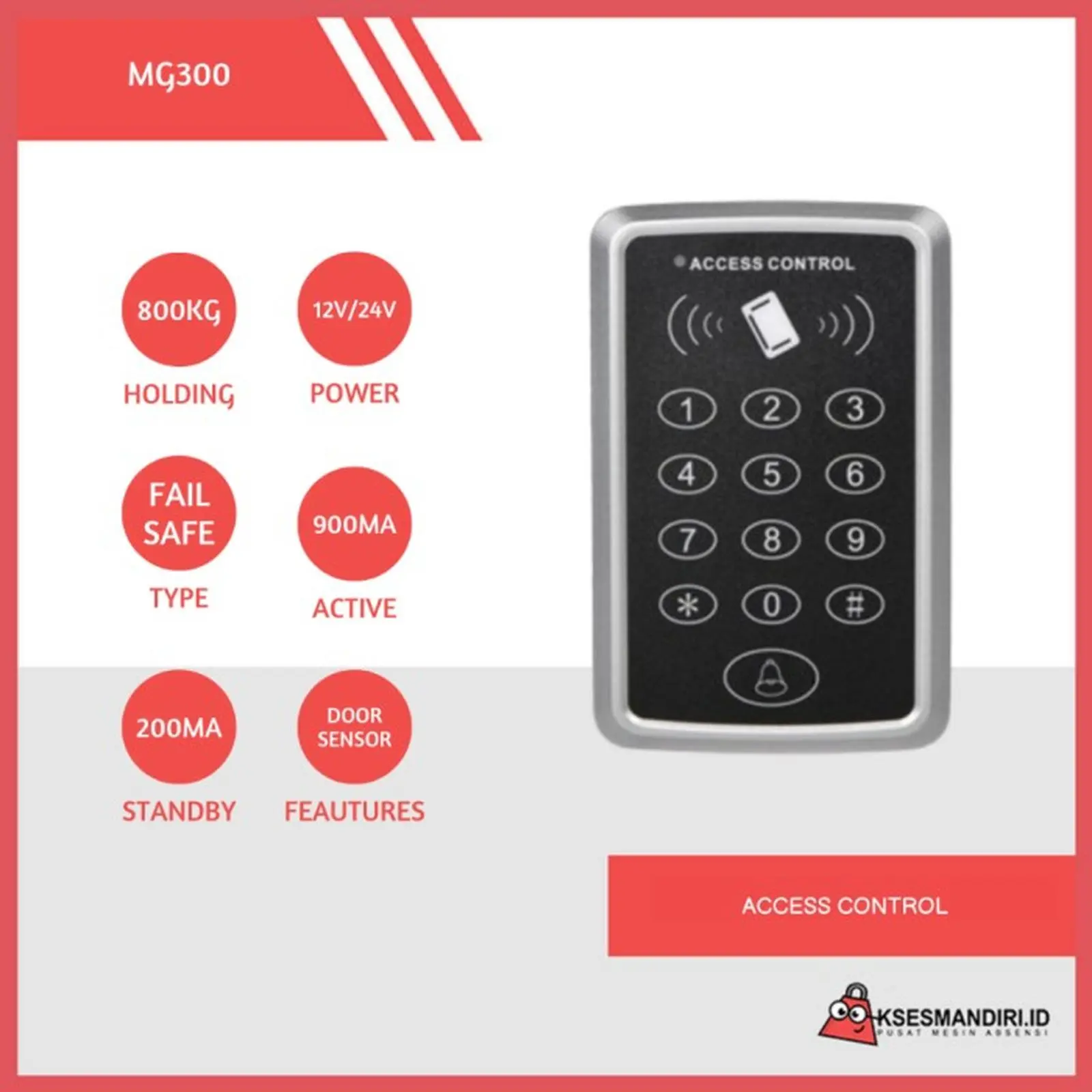 SOLUTION MG300 Proxymity 125Khz Mesin Akses Pintu