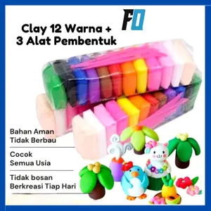 (FO)Clay /Mainan Lilin Clay Polimer /Mainan Edukasi Anak Isi 12 Pcs