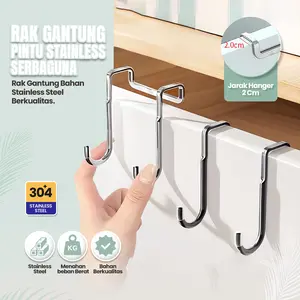 304 stainless steel s jenis hook dapur asrama pintu belakang hook tanpa lubang lemari sepatu lemari ganda hook kuat