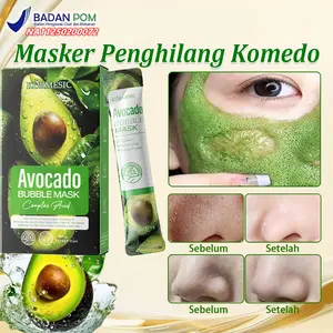 Avocado Bubble Mask 4g*12pcs masker komedo dan pori pori wajah masker jerawat dan bekas jerawat masker komedo ampuh angkat komedo Menghilangkan Komedo dan Jerawat Complex Acid Avocado Mask Pores Cleansing Mask Remove Blackheads Deep Cleansing BPOM Alpukat