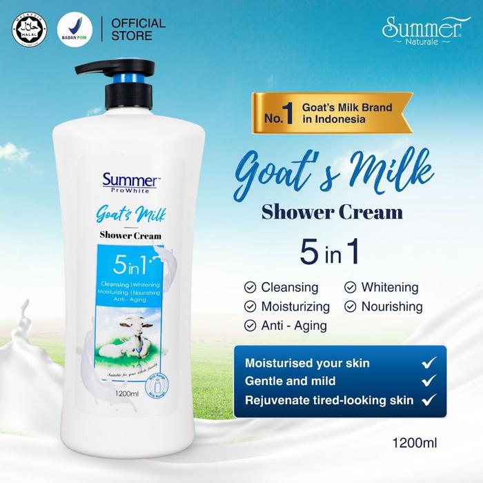 Gambar Summer Naturale - Body Wash Shower Cream ProWhite 5 in 1 Sabun Mandi Goat’s Milk Susu Kambing Pump 1200 ml dari Summer Naturale Indonesia Kota Medan Tokopedia