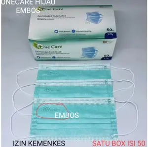 Masker Earloop Onecare 3 ply isi 50 pcs Disposable Facemask