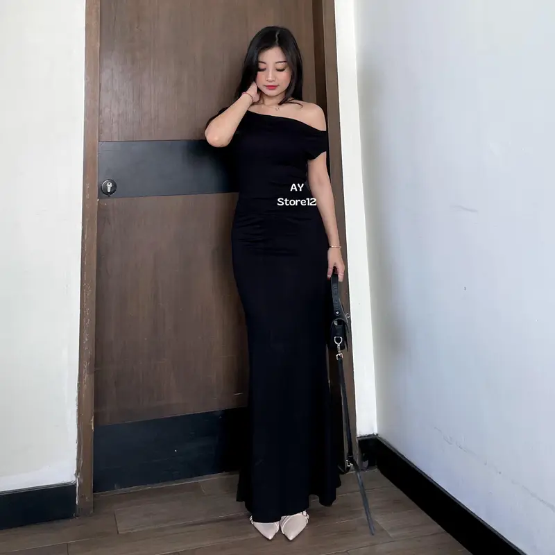 Aystore12 - Setelan Aluna Rok Mermaid dan Atasan Wanita Spandeks Premium Bodycon - Panjang, Formal 3