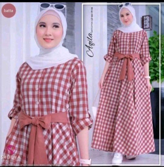 Agila Dress Wanita Navy Size M L XL XXL XXXL 5XL Motif Kotak-Kotak dengan Belt Fashionable Agila Dress Wanita Navy Size M L XL XXL XXXL 5XL Motif Kotak-Kotak dengan Belt Fashionable