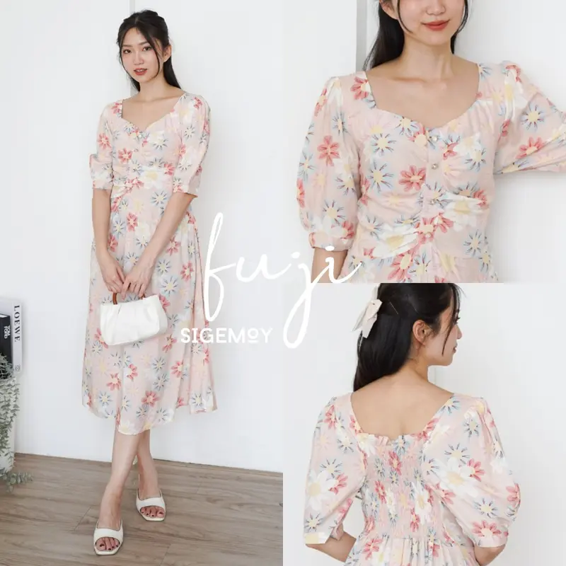 SIGEMOY DAILY -  FUJI DRESS - KOREAN VINTAGE DRESS DASTER NYAMAN BUMIL BUSUI FRIENDLY - SIGEMOY PAJAMAS 0