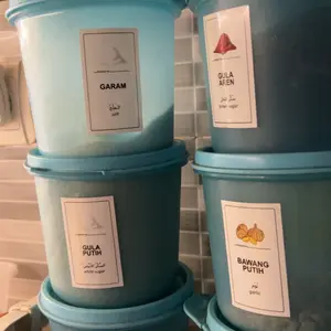 Sticker Label Spice Jar Toples Stiker Bumbu Dapur Minimalis Estetik Waterproof Bilingual Bahasa Inggris Arab 3,5x6 cm