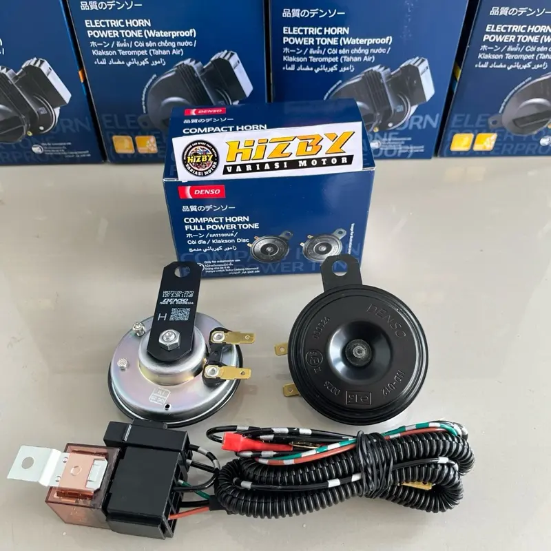 DENSO KLAKSON DISC DOUBLE 12V SUARA MIRIP AVANZA XENIA INOVA UNTUK MOTOR DAN MOBIL KUALITAS OEM WATERPROOF SET KOMPLIT RELAY