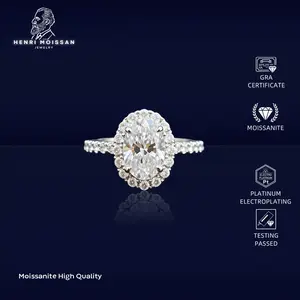 OS5-MR237 Cincin Wanita Moissanite 1 Carat Henri Moissan Permata 5 Layer Platinum Sertifikat GRA Asli Garansi 1 Tahun Berkualitas Tinggi High Quality Anti Luntur Karat Berubah Warna Aksesoris Cincin Nikah VVS1 Elegan Free Box