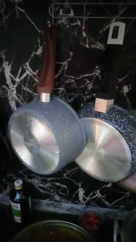 Product Review of Takafull Panci Susu Alumunium Motif Marble Tutup Kaca 18Cm Warna Hijau & Abu Gagang Motif Kayu Kitchenware (SO/SL718) from E**y 1