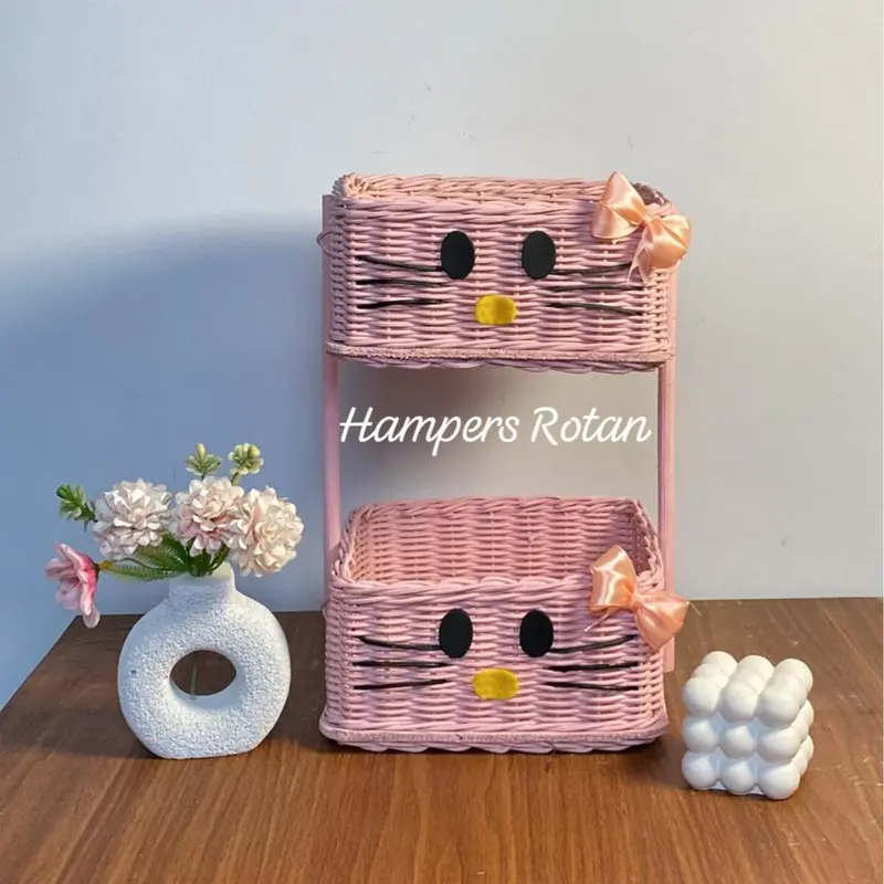 Rak Susun Kotak Rakit Sendiri Susun 2 Serbaguna/ Rak Bumbu Rotan/ Rak Kosmetik/ Hampers Rotan 3