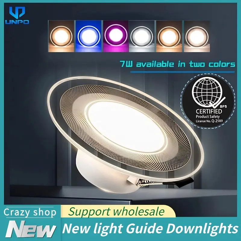 Tri-color LED Pin Lights Round Panel Ceiling Light Downlight Recessed 3 Color Temperature 5/6/7W