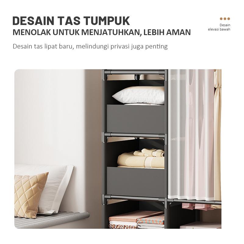 COD Rak Gantungan Pakaian Wardrobe Clothes Storage Rack Stand Hanger Rak Lemari Pakaian Minimalis Rak Penyimpanan Dengan Tirai Laci Portable COD Rak Gantungan Pakaian Wardrobe Clothes Storage Rack Stand Hanger Rak Lemari Pakaian Minimalis Rak Penyimpanan Dengan Tirai Laci Portable