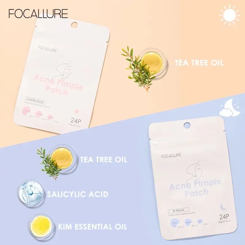 FOCALLURE Pimple Patch Day & Night - 24 Patch, Anti Inflamasi & Sterilisasi - Memudarkan, Merah 5
