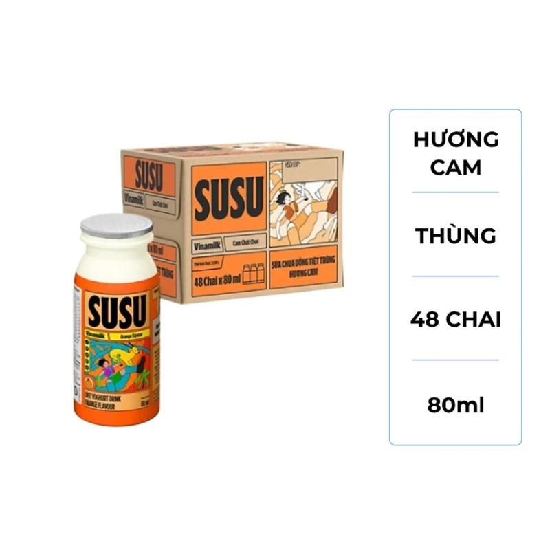 Sữa chua uống hương cam Vinamilk Susu - Thùng 48 chai 80ml