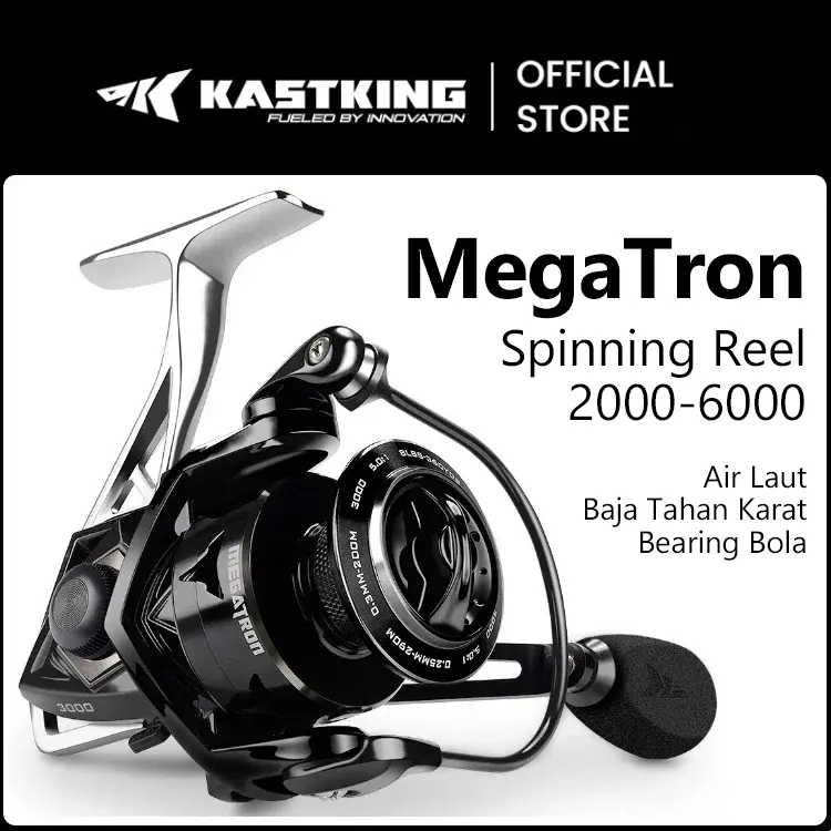 [OFFICIAL] KASTKING MEGATRON Reel Pancing Saltwater Spinning Gulungan Pancing Putar Rigid Aluminum Frame 7 1 Double Shielded Stainless Steel BB 18kg Carbon Max Drag CNC Aluminum Spool Handle Air Laut Fishing Reel#Joran