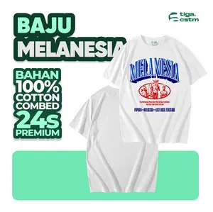 Kaos MELANESIA Tshirt Baju Distro Cotton Combed 24s UNISEX Hitam Solid Bahan Tebal Lembut Sablon DTF Premium