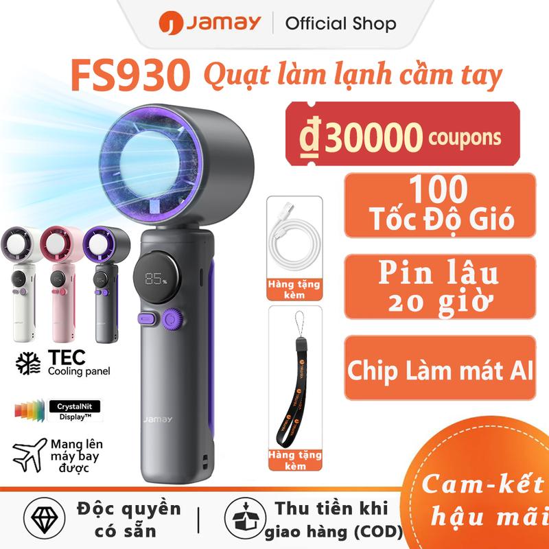 [TẶNG QUÀ] JAMAY FS930 quạt cầm tay mini sò lạnh  100 mức gió mạnh mẽ  Màn hình số cooling fan turbo quạt tốc độ cao  Quạt mini siêu mát Đa năng sạc nhanh USB-C 14 giờ sử dụng liên tục siêu dài  Được sạc  Gọncó quạt điều hòa thịnh hành