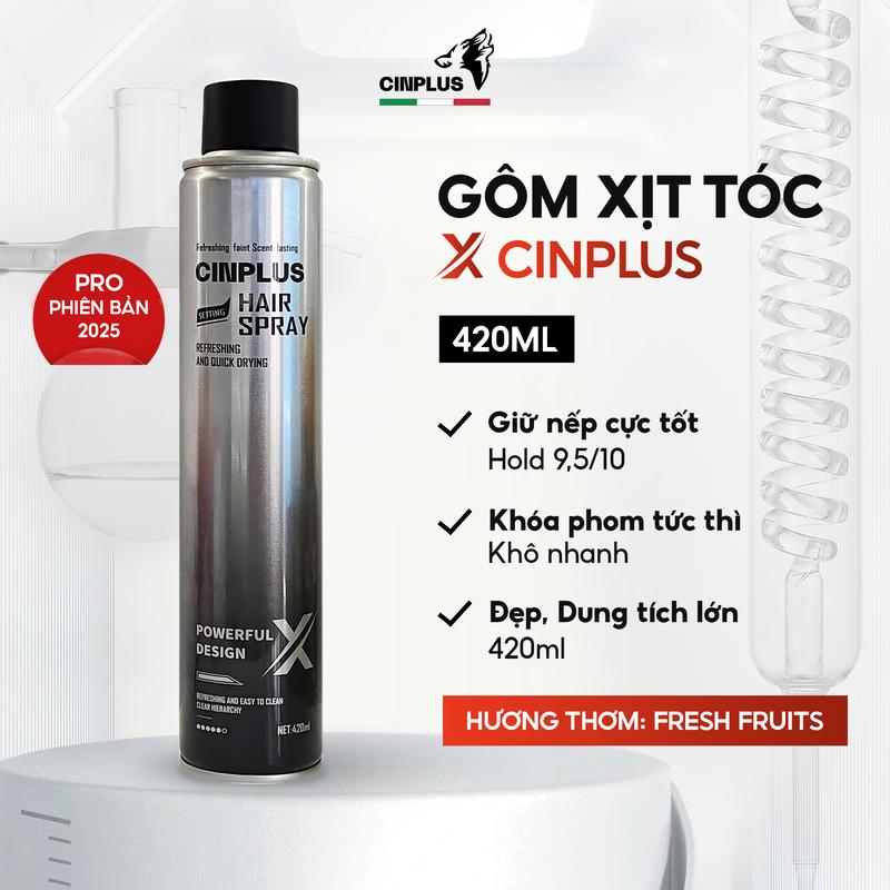 Gôm xịt tóc X CINPLUS giữ nếp cố định tóc gôm bạc