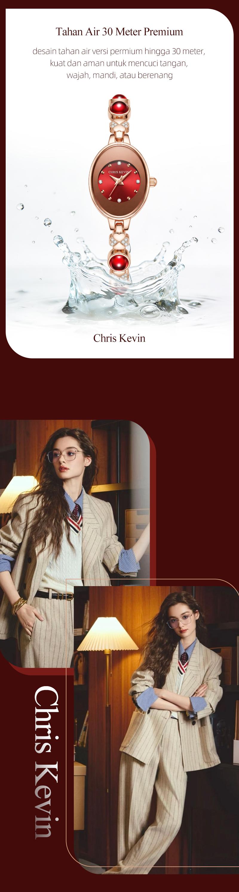 CHRIS KEVIN[COD]jam tangan wanita bergaya klasik retro, elegan, mewah ringan, tahan air, dengan desain perhiasan yang anggun
